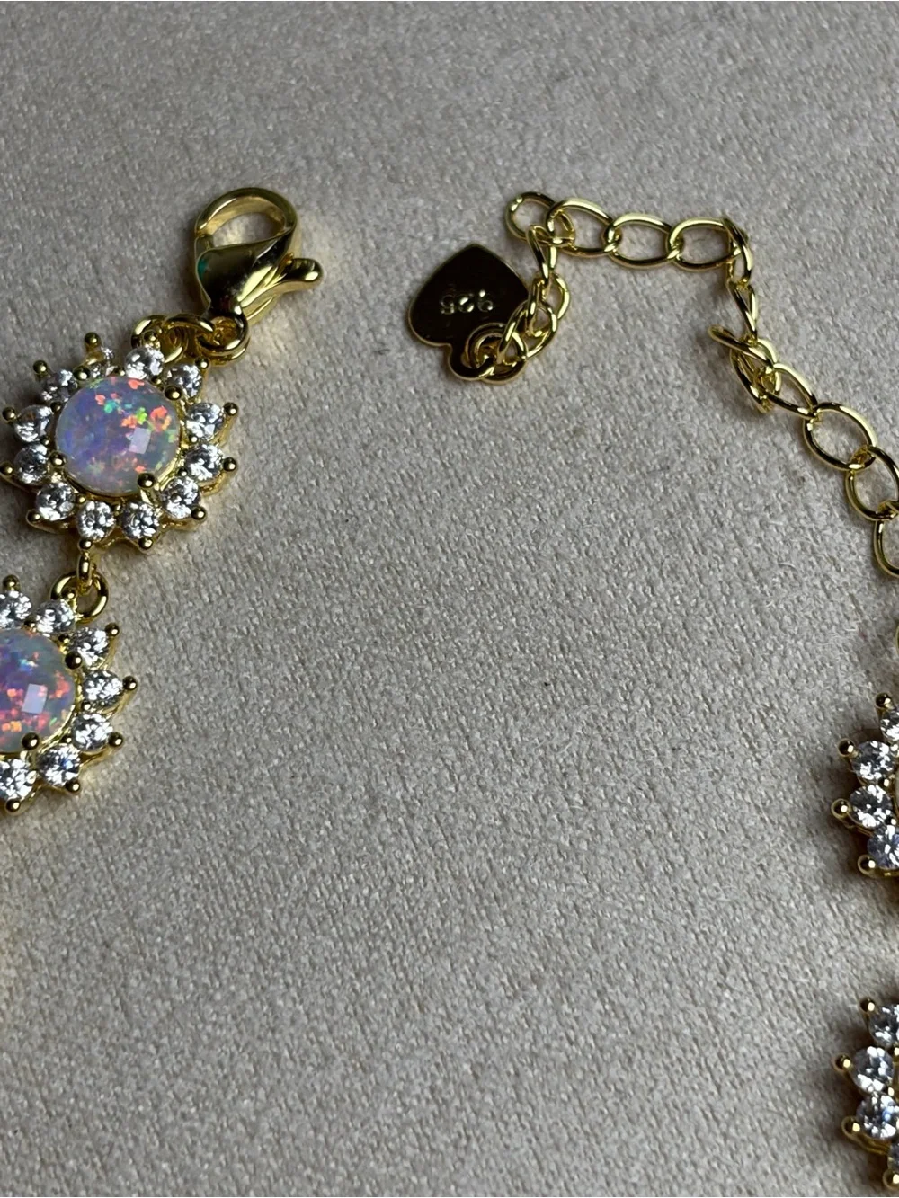 Gold-Tone Opal Halo Bracelet in White Opal